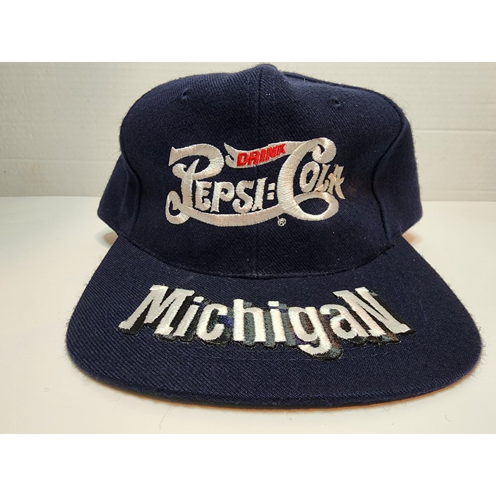 Vintage Ebroidered Drink Pepsi Cola Hat Michigan